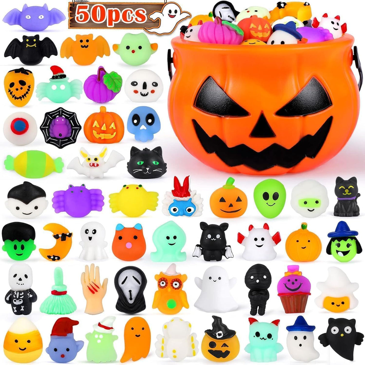Mini Halloween Mochi Squishy Toys – 30/50 Pack Spooky Party Favors
