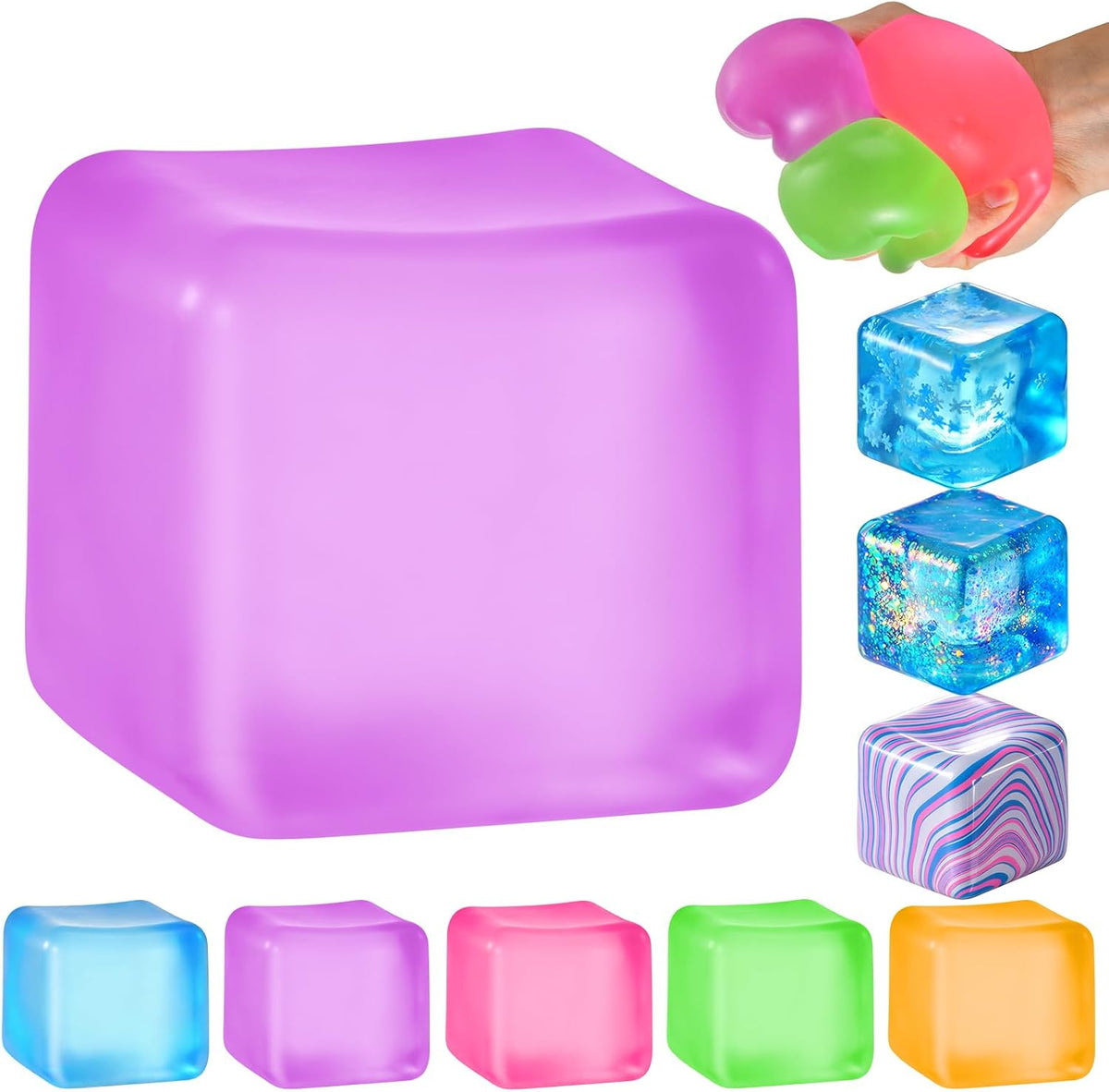 Squishy Stress Cube – Soft Sensory Squeeze Fidget Toy