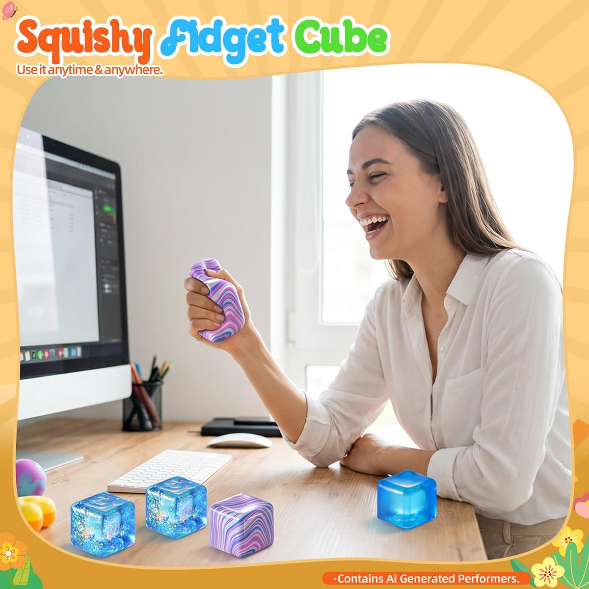 Squishy Stress Cube – Soft Sensory Squeeze Fidget Toy
