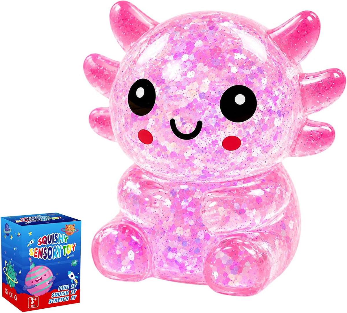 Glitter Axolotl Squishy Toy – Soft Sensory Squeeze Fidget