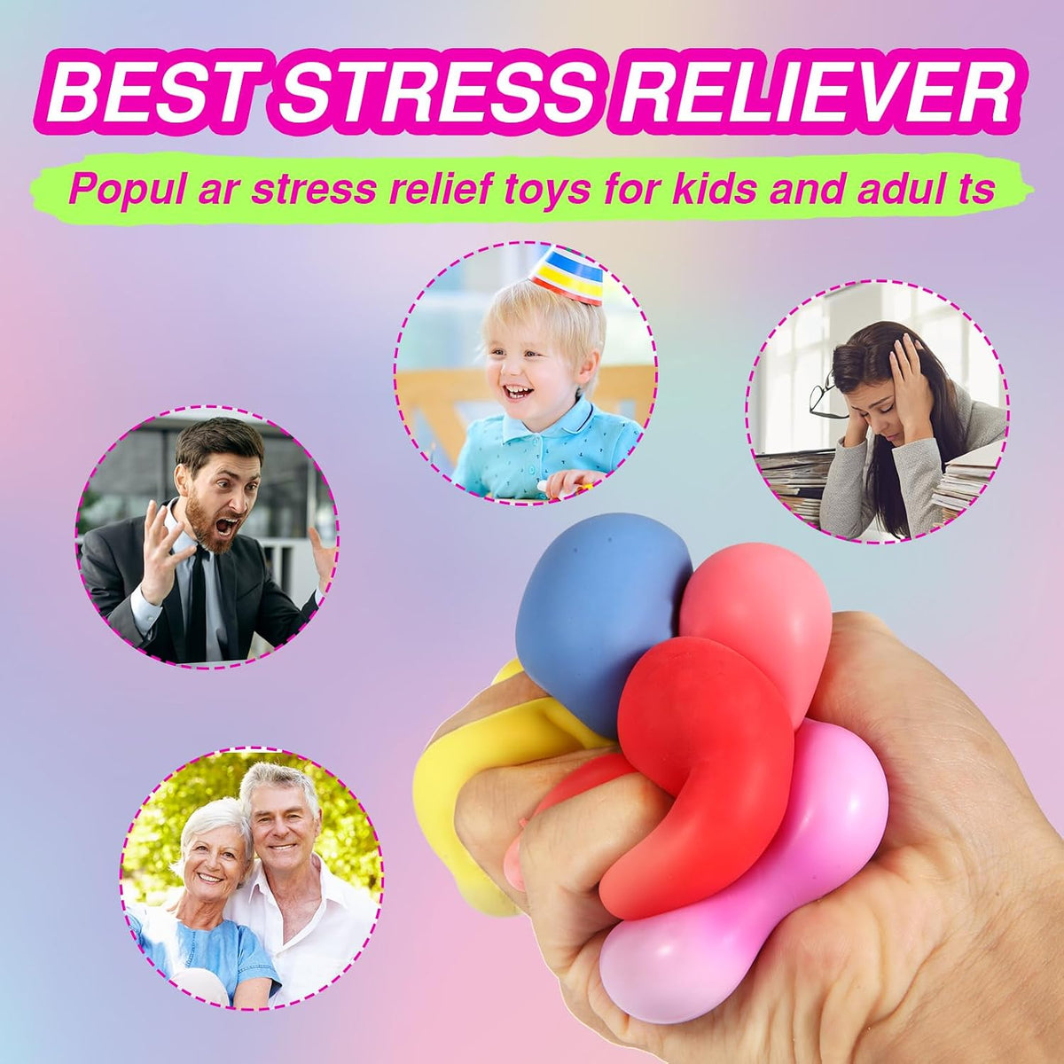 Mini Slow-Rising Stress Cubes – 24-Pack Colorful Squishy Fidget Toys