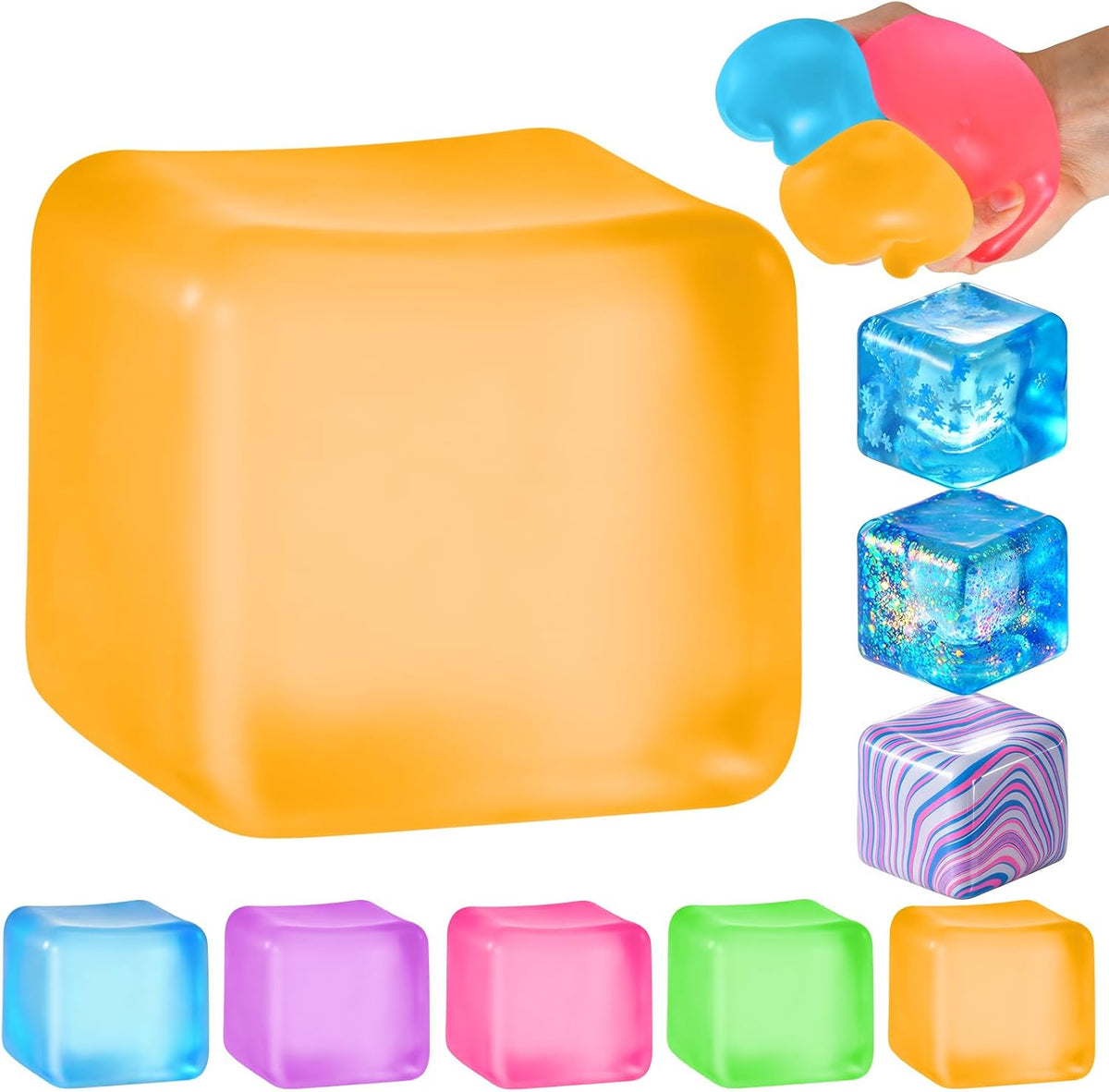 Squishy Stress Cube – Soft Sensory Squeeze Fidget Toy