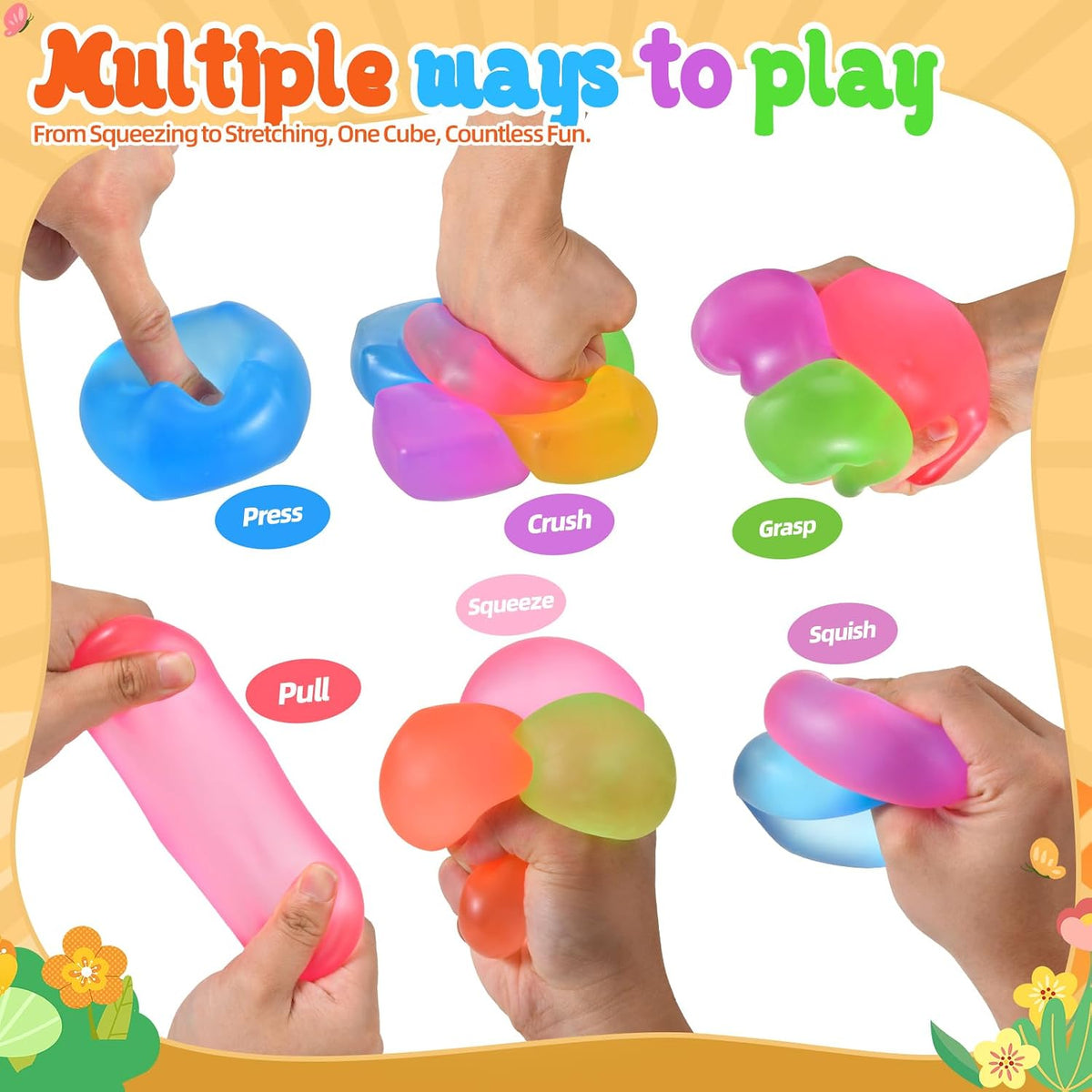 Squishy Stress Cube – Soft Sensory Squeeze Fidget Toy