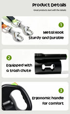 Dual Dog Retractable Leash - 2 Dogs, 10ft Each