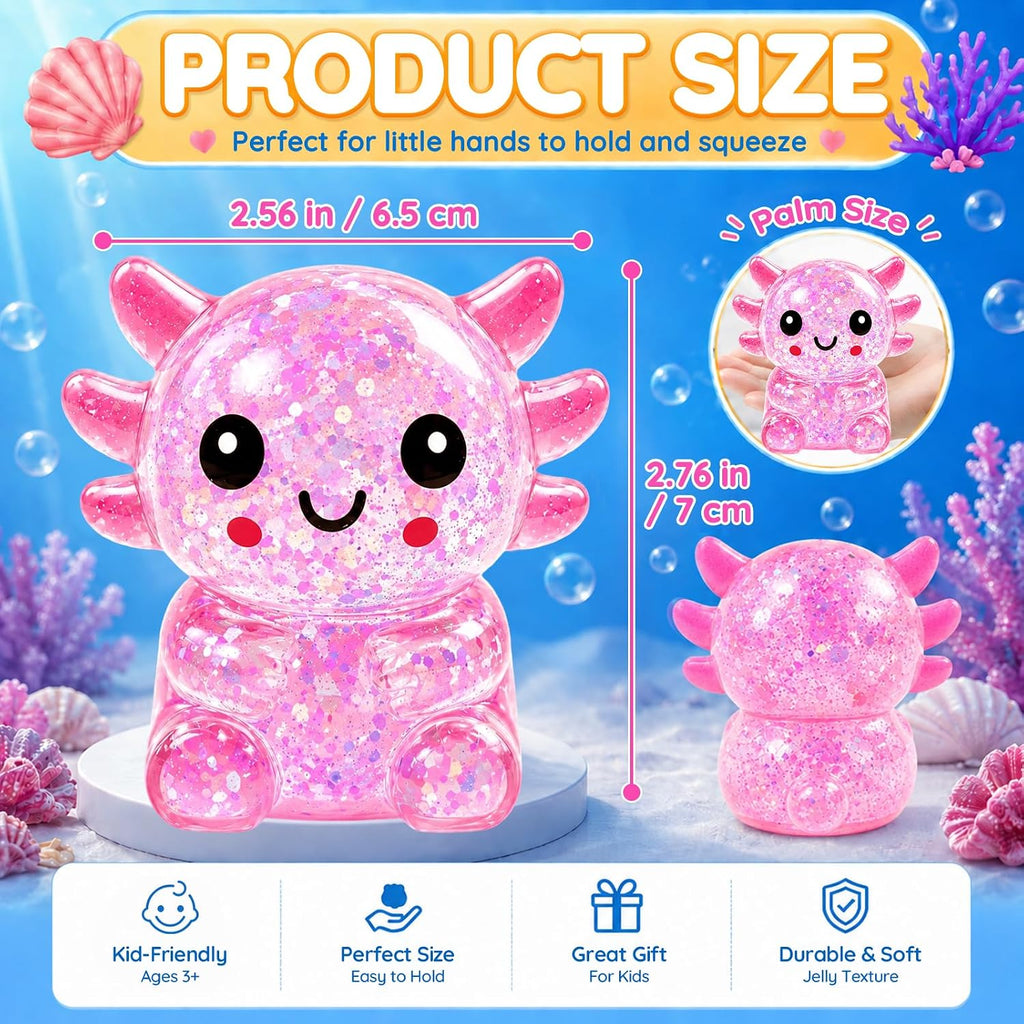 Glitter Axolotl Squishy Toy – Soft Sensory Squeeze Fidget