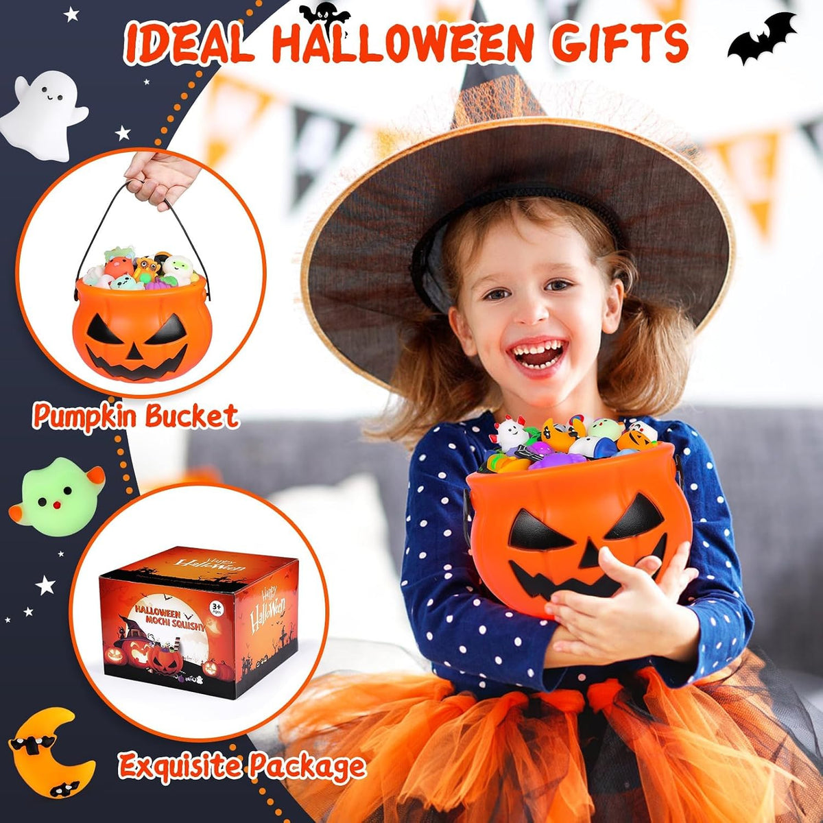 Mini Halloween Mochi Squishy Toys – 30/50 Pack Spooky Party Favors