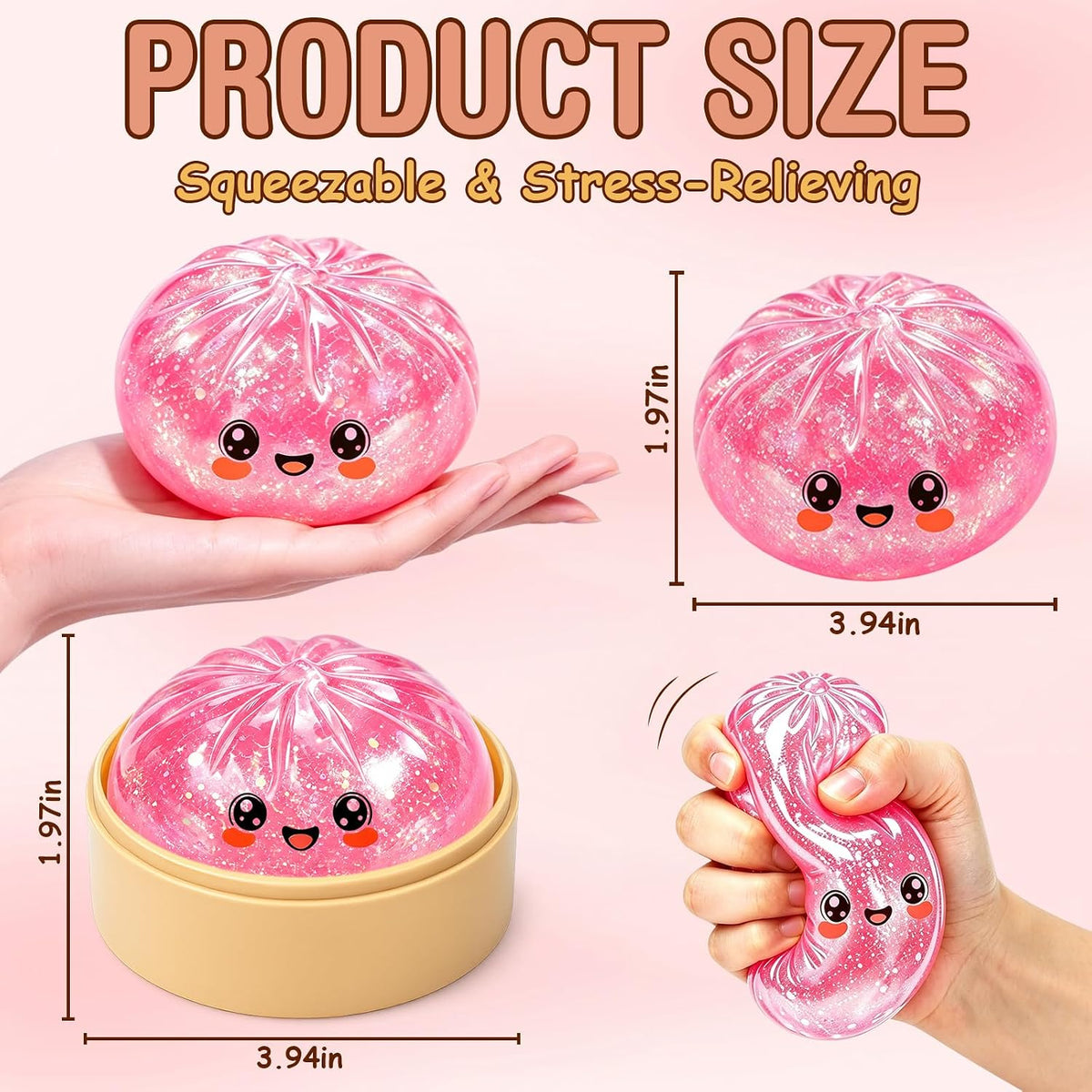 Glitter Squishy Toy with Holder – Soft Squeeze Sensory Fidget