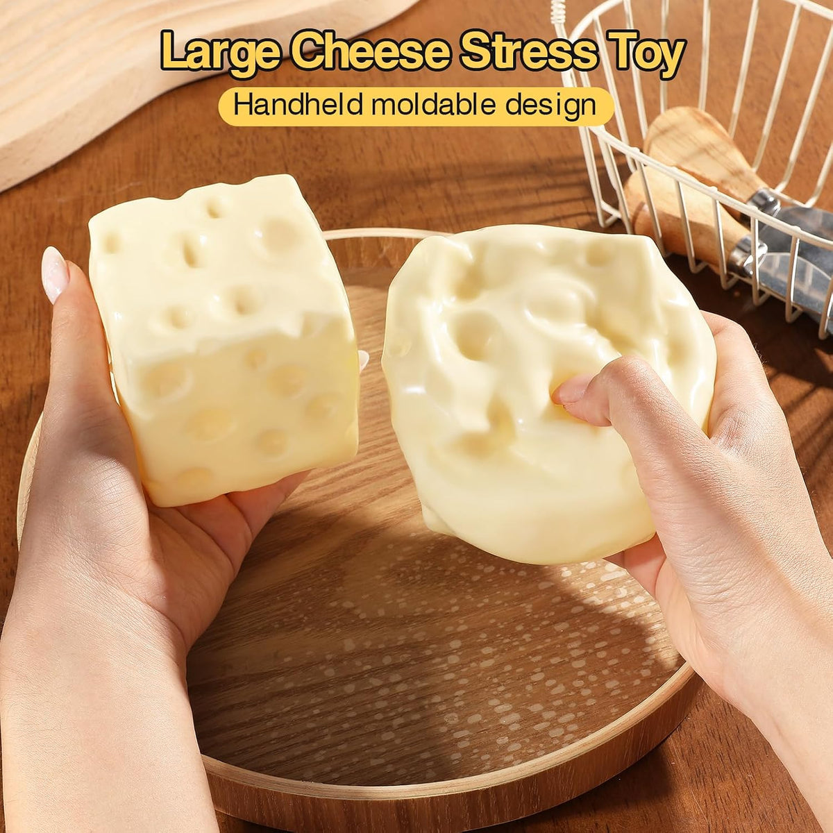 Cheese Squishy Stress Cube – Moldable Sensory Fidget Toy