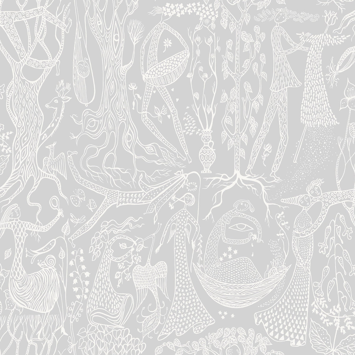Wall Vision WV1762 Poem d ´Amour Light Grey Folk Wallpaper